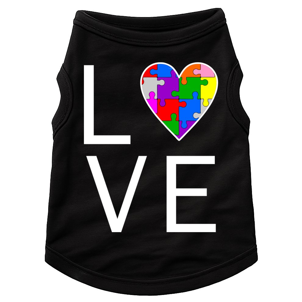 Love Autism Heart Puzzle Pieces Doggie Tank