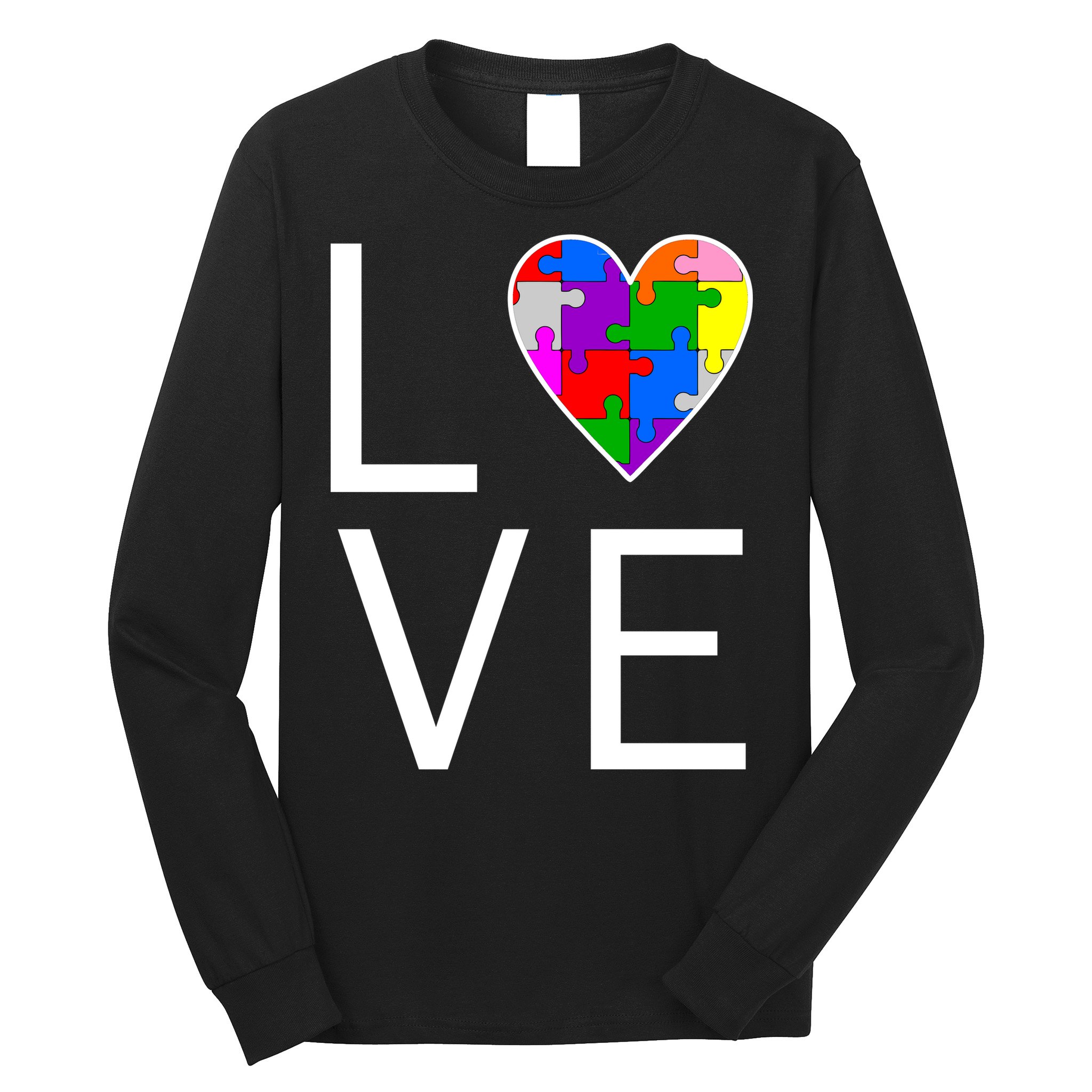 Love Autism Heart Puzzle Pieces Long Sleeve Shirt
