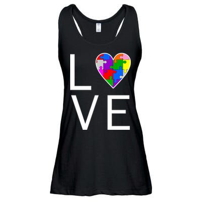 Love Autism Heart Puzzle Pieces Ladies Essential Flowy Tank
