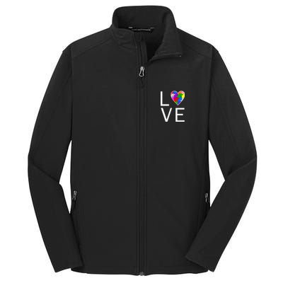 Love Autism Heart Puzzle Pieces Core Soft Shell Jacket