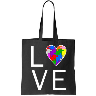 Love Autism Heart Puzzle Pieces Bag