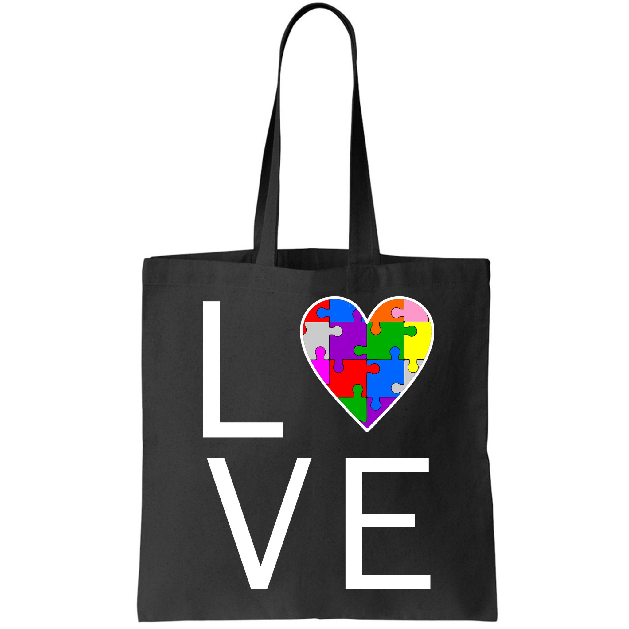 Love Autism Heart Puzzle Pieces Bag