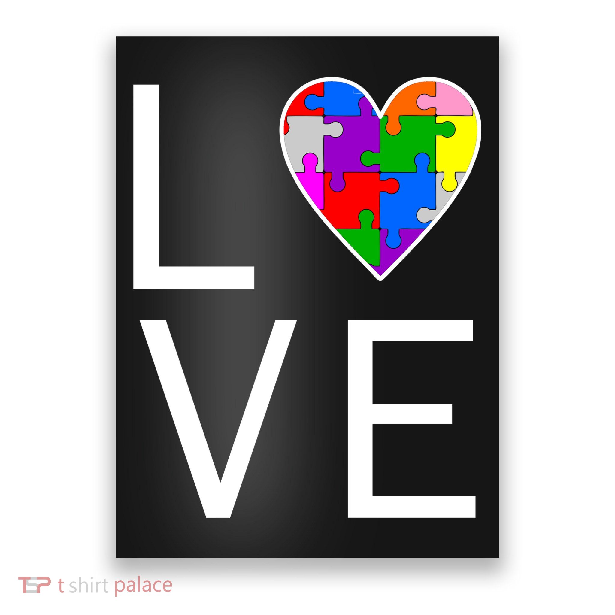 Love Autism Heart Puzzle Pieces Poster