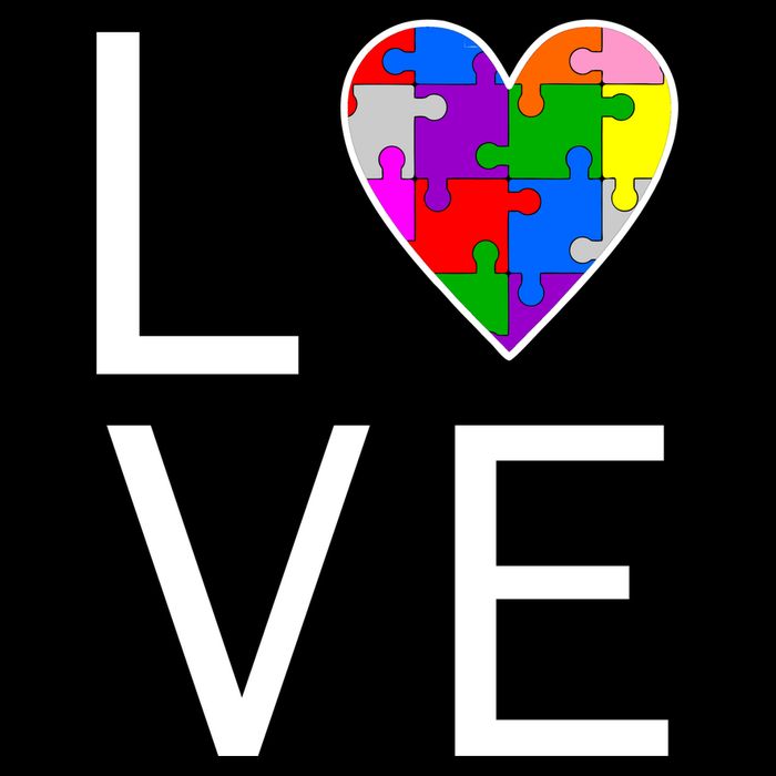 Love Autism Heart Puzzle Pieces Poster