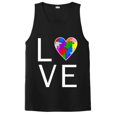 Love Autism Heart Puzzle Pieces PosiCharge Competitor Tank