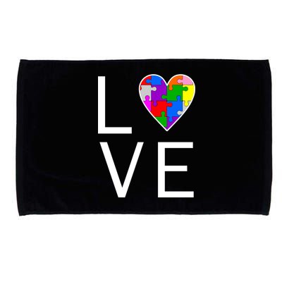 Love Autism Heart Puzzle Pieces Microfiber Hand Towel