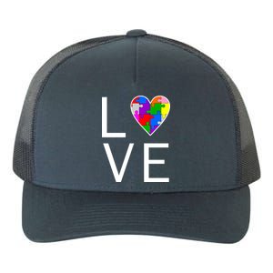 Love Autism Heart Puzzle Pieces Yupoong Adult 5-Panel Trucker Hat