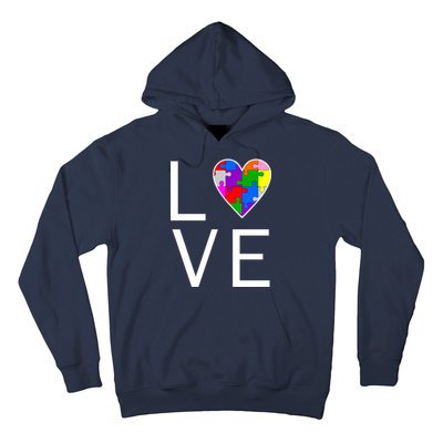 Love Autism Heart Puzzle Pieces Hoodie