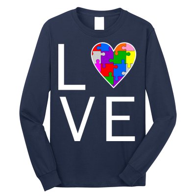 Love Autism Heart Puzzle Pieces Long Sleeve Shirt