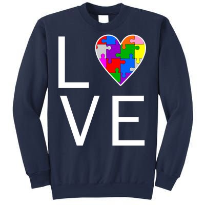 Love Autism Heart Puzzle Pieces Sweatshirt