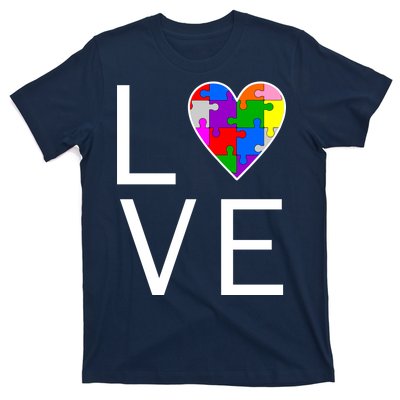 Love Autism Heart Puzzle Pieces T-Shirt