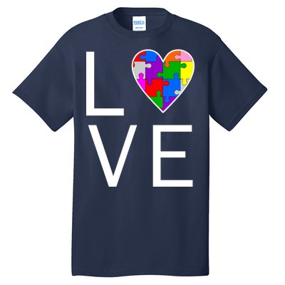 Love Autism Heart Puzzle Pieces Tall T-Shirt