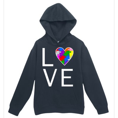 Love Autism Heart Puzzle Pieces Urban Pullover Hoodie