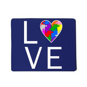 Love Autism Heart Puzzle Pieces Mousepad