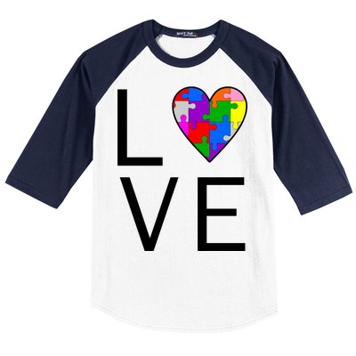 Love Autism Heart Puzzle Pieces Baseball Sleeve Shirt