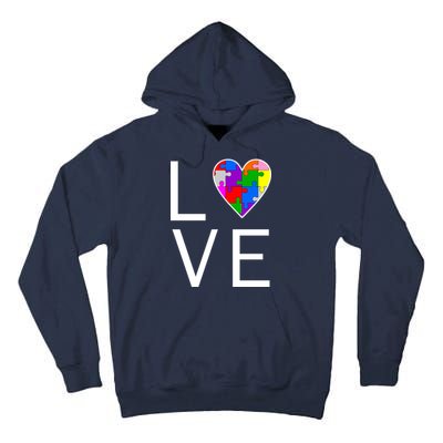 Love Autism Heart Puzzle Pieces Tall Hoodie