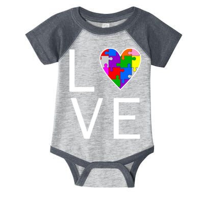 Love Autism Heart Puzzle Pieces Infant Baby Jersey Bodysuit