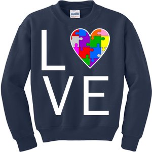 Love Autism Heart Puzzle Pieces Kids Sweatshirt