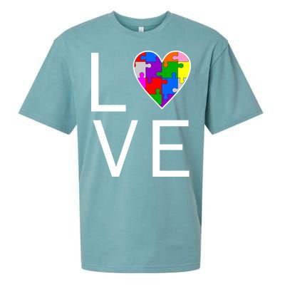 Love Autism Heart Puzzle Pieces Sueded Cloud Jersey T-Shirt