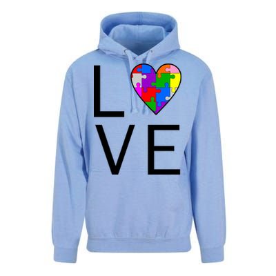 Love Autism Heart Puzzle Pieces Unisex Surf Hoodie