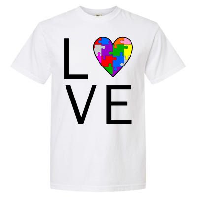 Love Autism Heart Puzzle Pieces Garment-Dyed Heavyweight T-Shirt