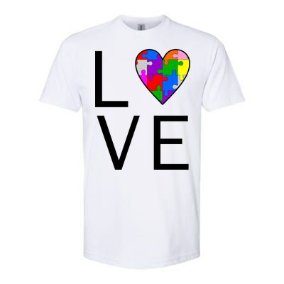 Love Autism Heart Puzzle Pieces Softstyle CVC T-Shirt