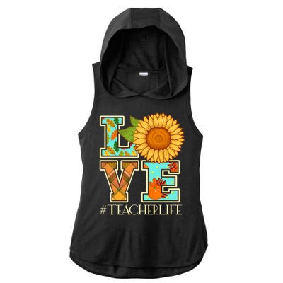 Love Autumn Fall #Teacher Life Ladies PosiCharge Tri-Blend Wicking Draft Hoodie Tank