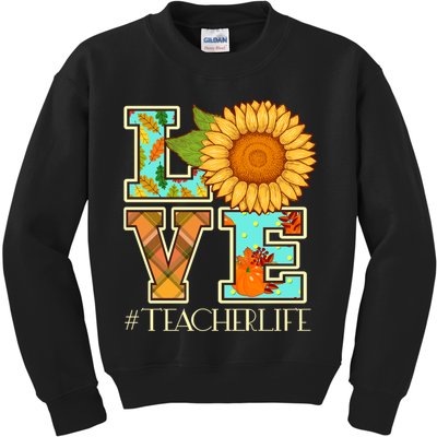 Love Autumn Fall #Teacher Life Kids Sweatshirt