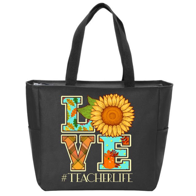 Love Autumn Fall #Teacher Life Zip Tote Bag