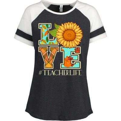 Love Autumn Fall #Teacher Life Enza Ladies Jersey Colorblock Tee