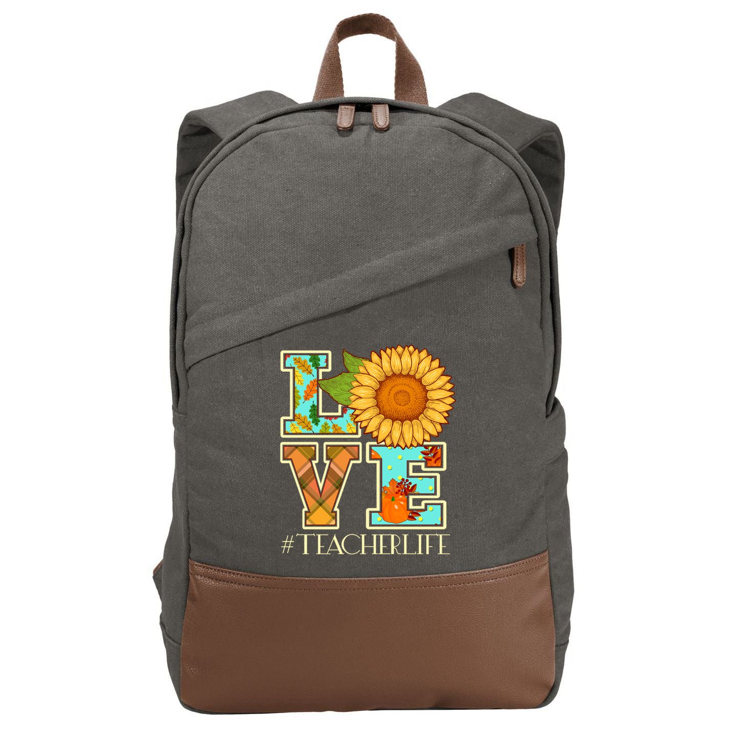 Love Autumn Fall #Teacher Life Cotton Canvas Backpack
