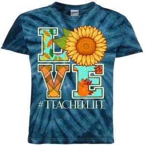 Love Autumn Fall #Teacher Life Kids Tie-Dye T-Shirt