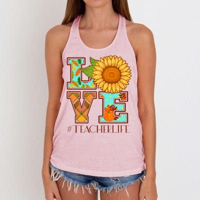 Love Autumn Fall #Teacher Life Women's Knotted Racerback Tank