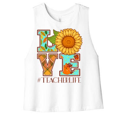 Love Autumn Fall #Teacher Life Women's Racerback Cropped Tank