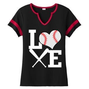 Love Baseball Heart Graphic Ladies Halftime Notch Neck Tee