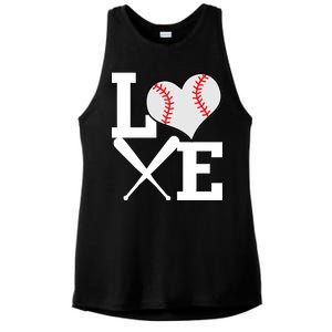 Love Baseball Heart Graphic Ladies PosiCharge Tri-Blend Wicking Tank