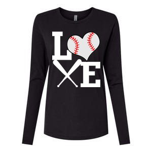 Love Baseball Heart Graphic Womens Cotton Relaxed Long Sleeve T-Shirt