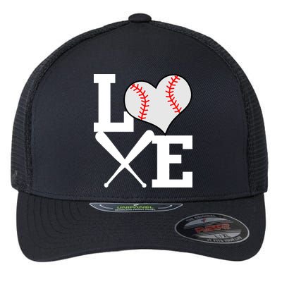 Love Baseball Heart Graphic Flexfit Unipanel Trucker Cap