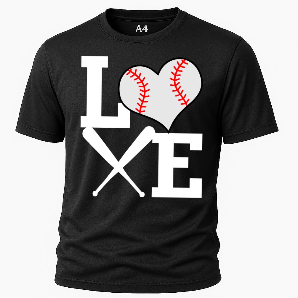 Love Baseball Heart Graphic Cooling Performance Crew T-Shirt