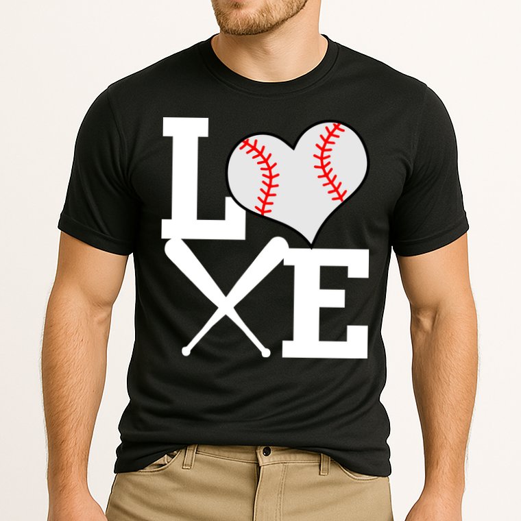 Love Baseball Heart Graphic Cooling Performance Crew T-Shirt