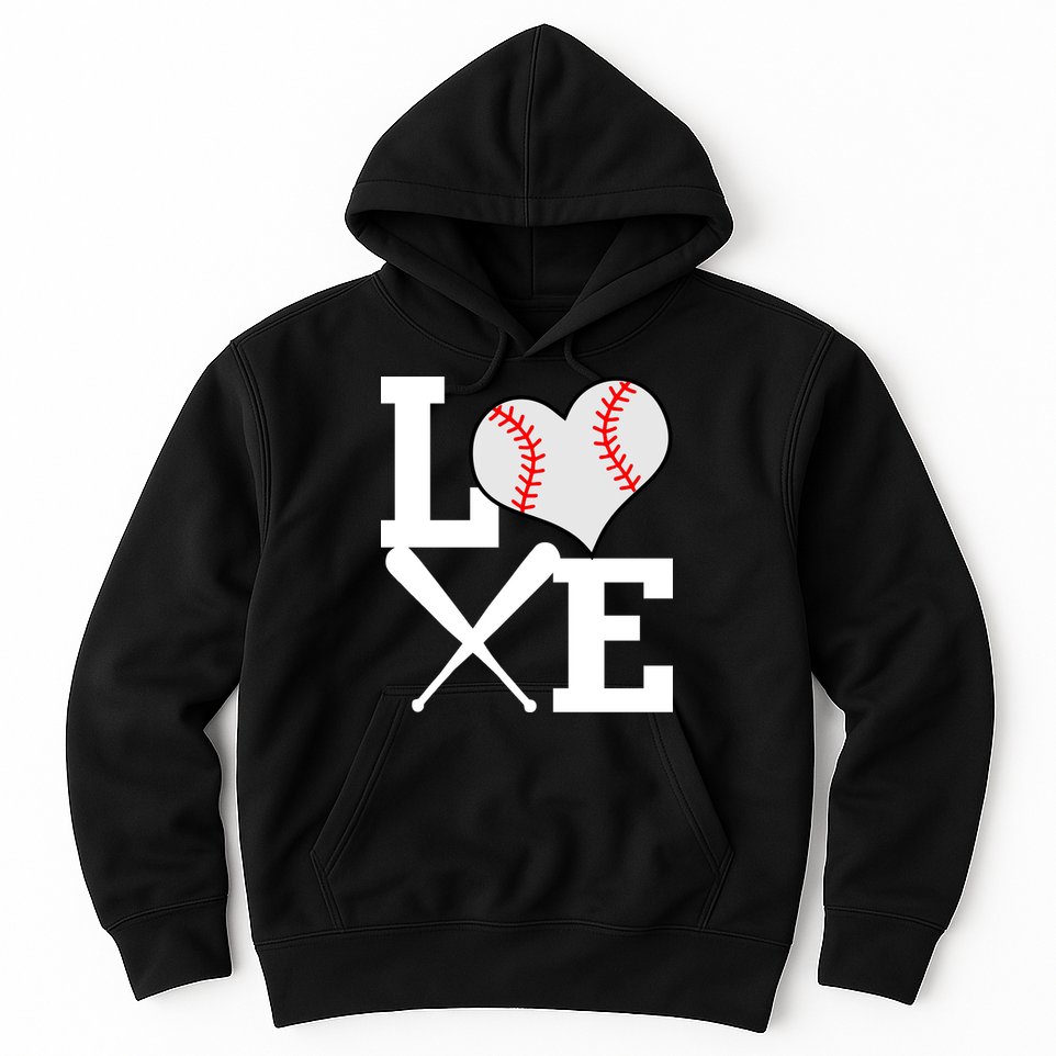 Love Baseball Heart Graphic Hoodie