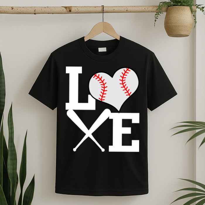 Love Baseball Heart Graphic T-Shirt