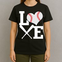 Love Baseball Heart Graphic T-Shirt
