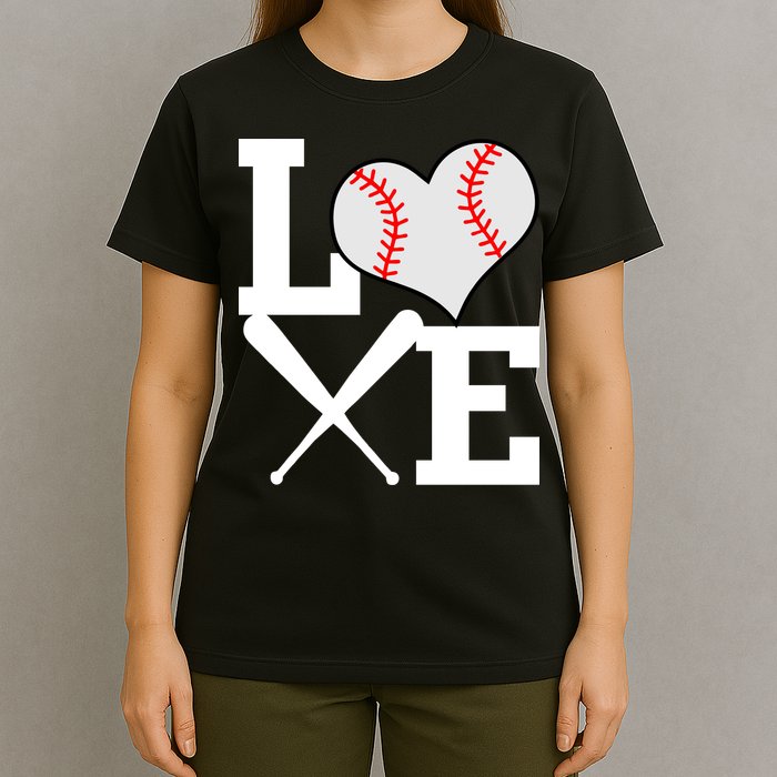 Love Baseball Heart Graphic T-Shirt