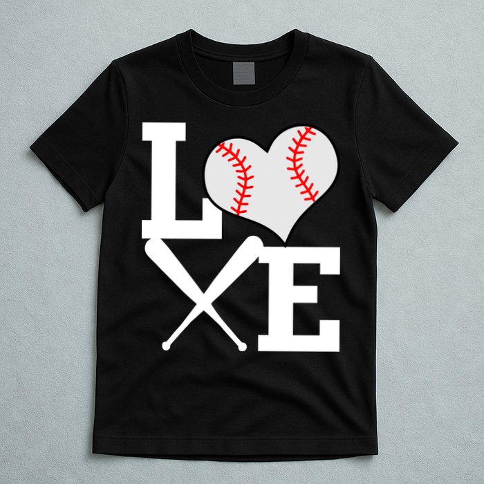 Love Baseball Heart Graphic T-Shirt
