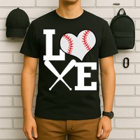 Love Baseball Heart Graphic T-Shirt