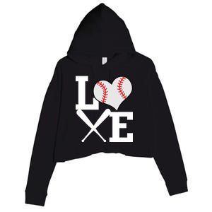 Love Baseball Heart Graphic Crop Fleece Hoodie