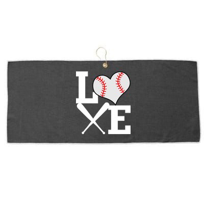 Love Baseball Heart Graphic Large Microfiber Waffle Golf Towel