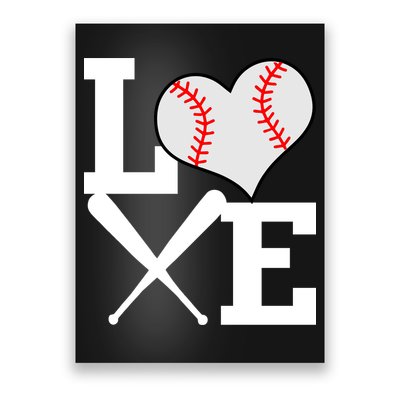 Love Baseball Heart Graphic Poster