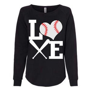 Love Baseball Heart Graphic Womens California Wash Sweatshirt